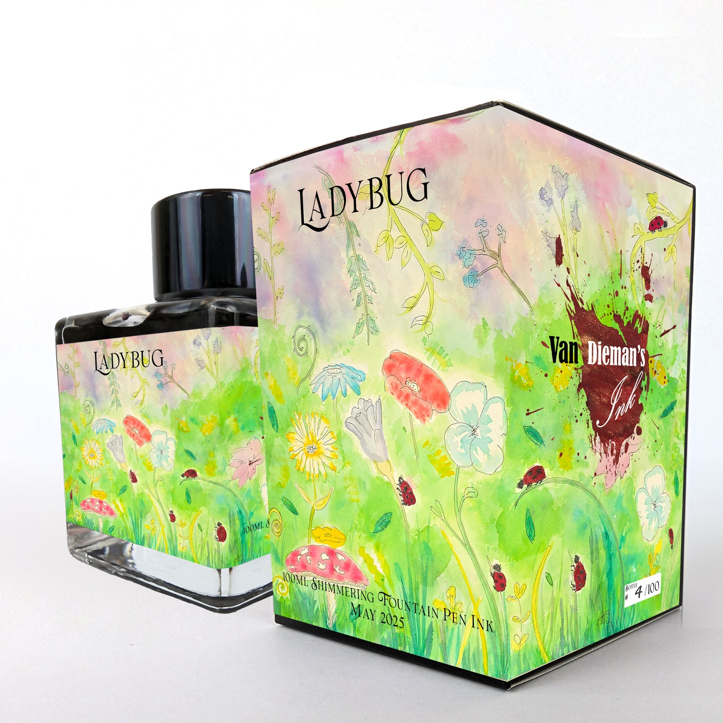 Van Dieman's 2025 May - Ladybug - 100ml Shimmered Fountain Pen Ink