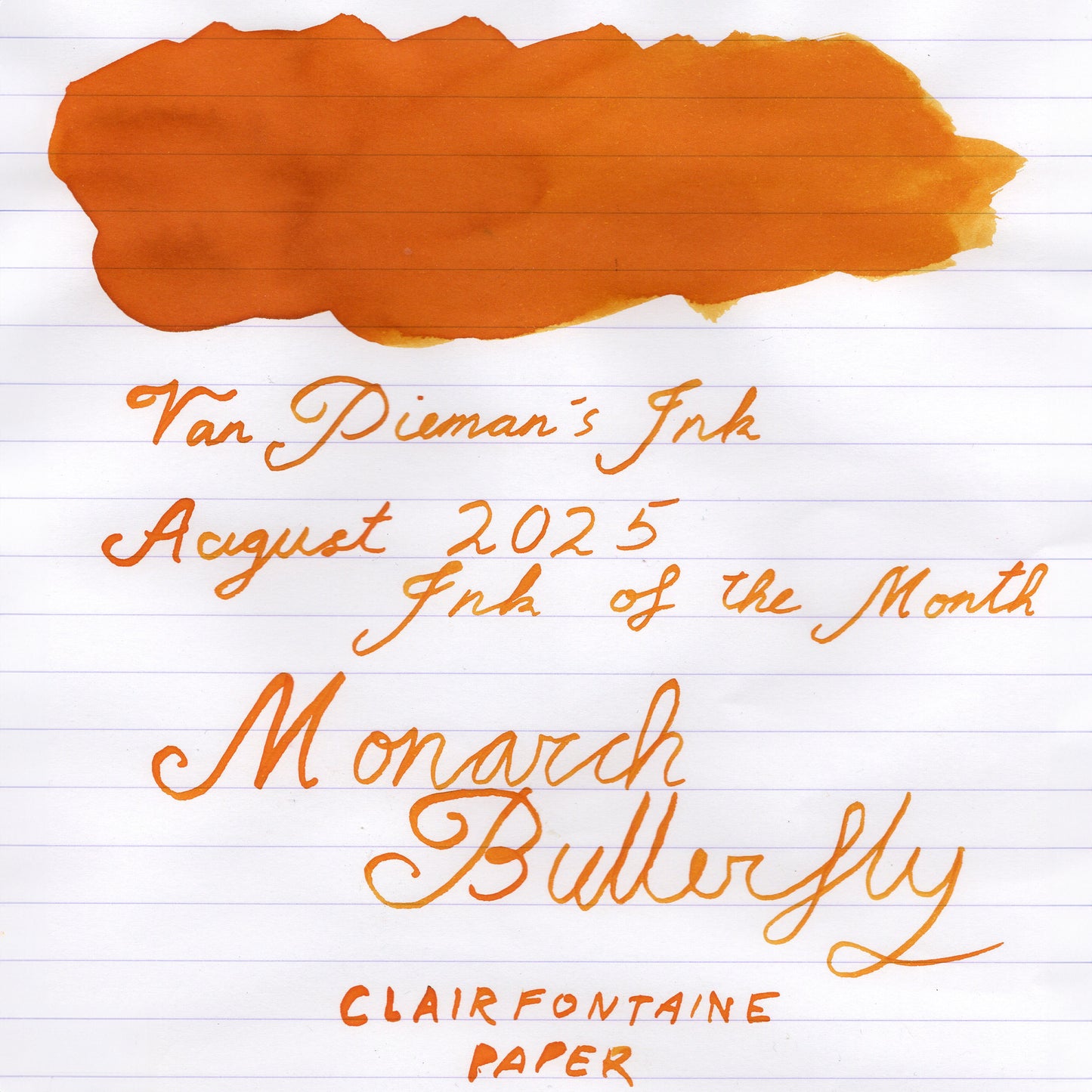 Van Dieman's 2025 August - Monarch Butterfly - 100ml Fountain Pen Ink