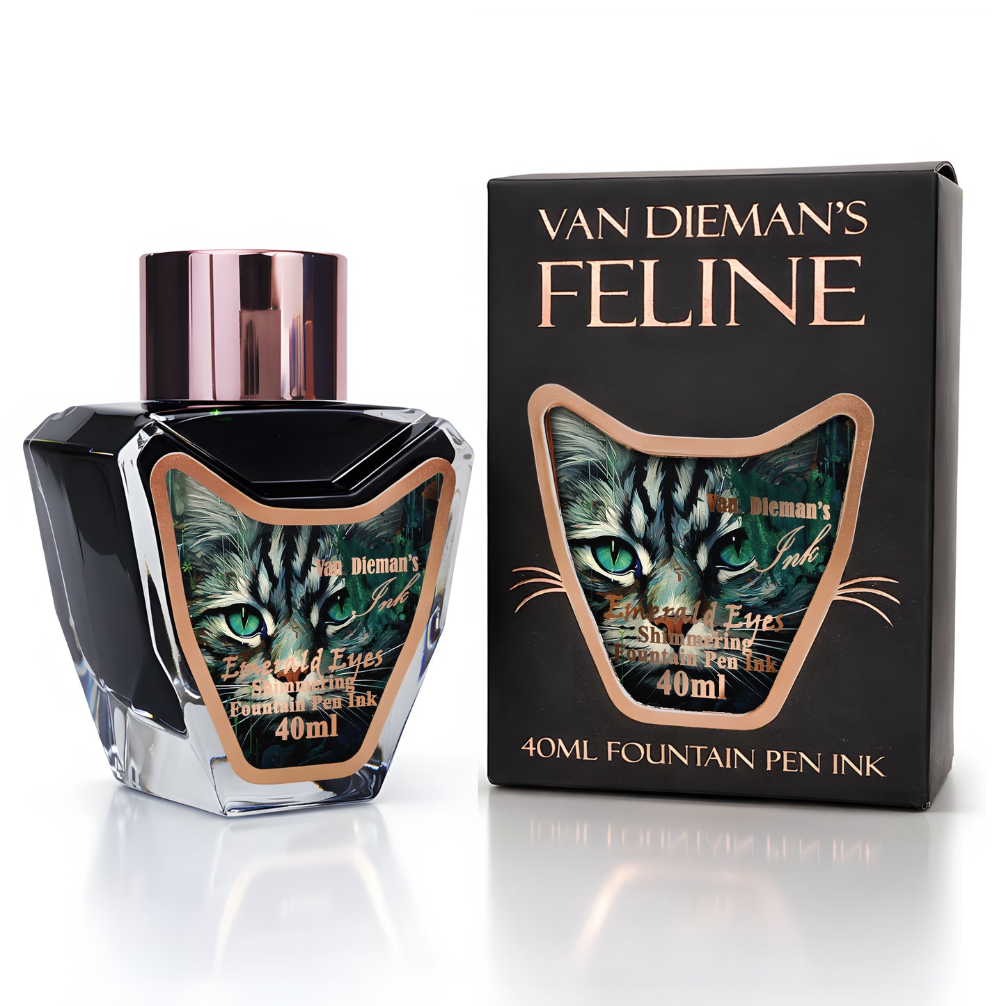 Van Dieman's Feline - Emerald Eyes - 40ml Shimmering Fountain Pen Ink
