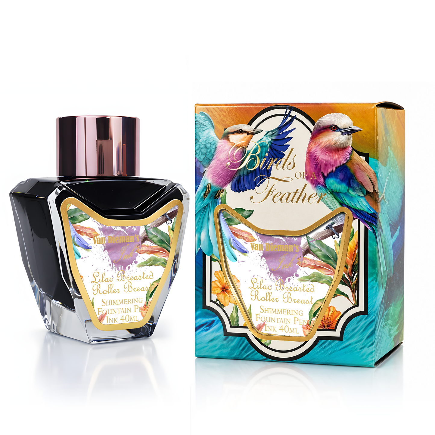Van Dieman's Birds of a Feather - Lilac Breasted Roller Breast - 40ml Shimmering Fountain Pen Ink