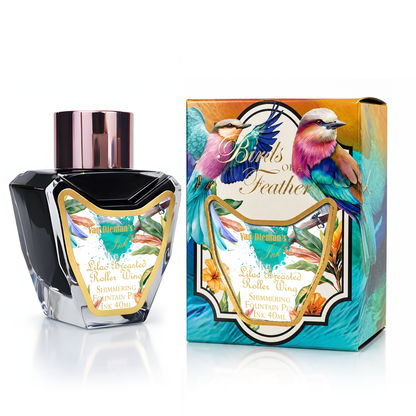 Van Dieman's Birds of a Feather - Lilac Breasted Roller Wing - 40ml Shimmering Fountain Pen Ink
