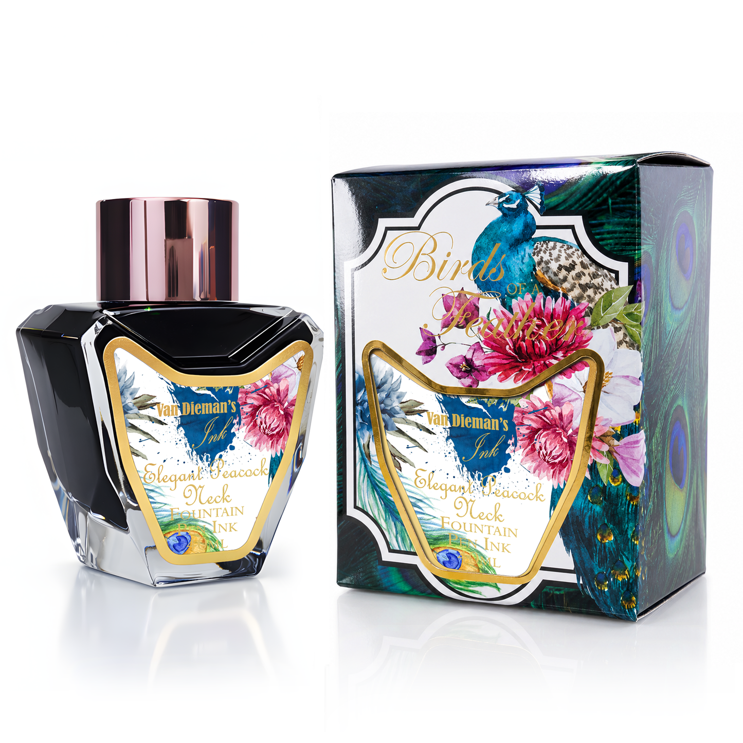 Van Dieman's Birds of a Feather - Elegant Peacock Neck - 40ml Fountain Pen Ink