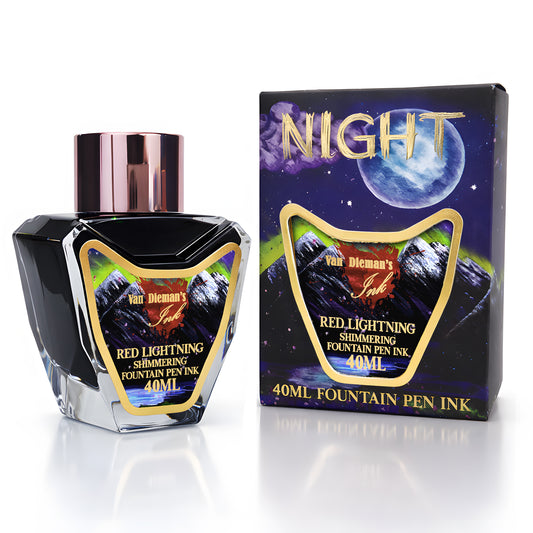Van Dieman's Night - Red Lightning - 40ml Shimmering Fountain Pen Ink