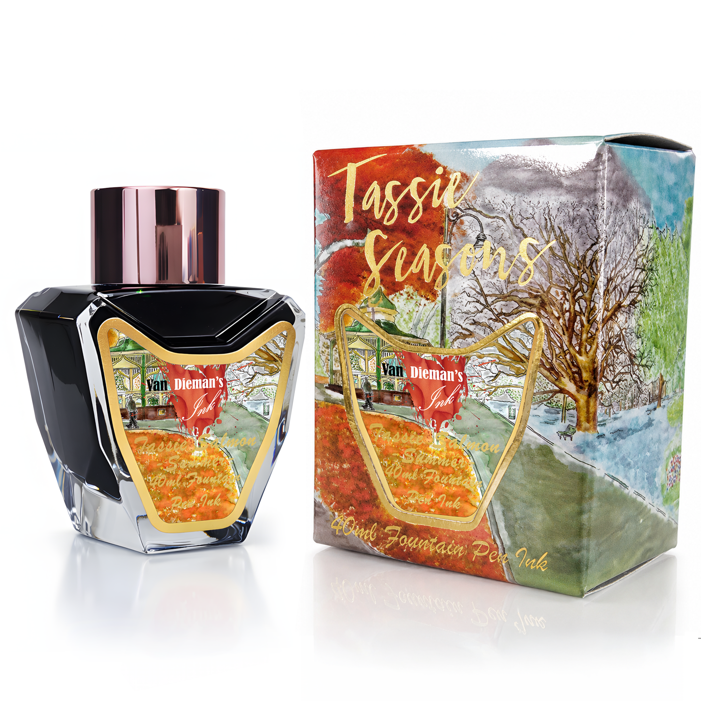 Van Dieman's Tassie Seasons (Summer) Tassie Salmon - 40ml Fountain Pen Ink